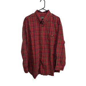 Orvis Red Black Plaid Long Sleeve Button Up Shirt Sz XXL Wool Career Western